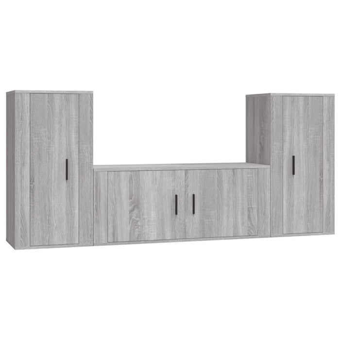 Set Mobili Porta TV 3 pz Grigio Sonoma in Legno Multistrato 3188540