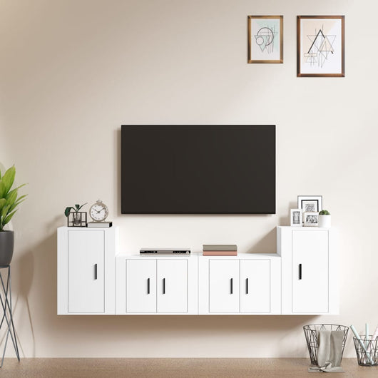 Set di Mobili Porta TV 4 pz Bianco in Legno Multistrato 3188542