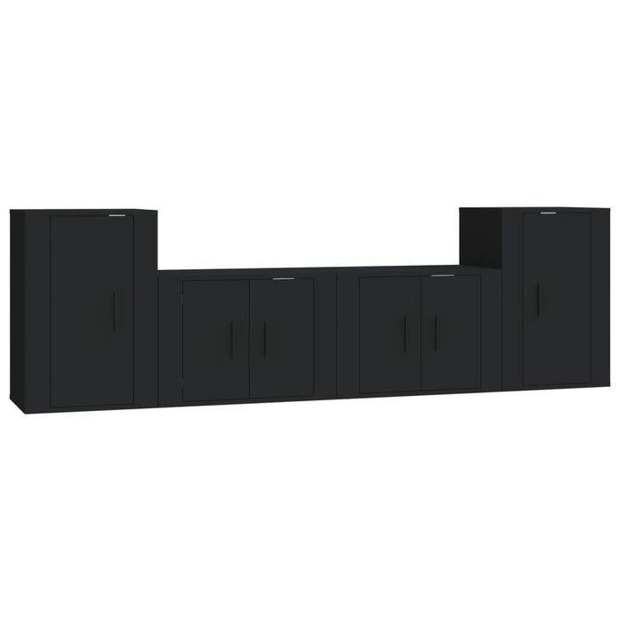 Set Mobili Porta TV 4 pz Nero in Legno Multistrato 3188543