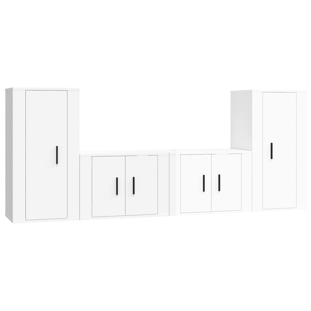 Set di Mobili Porta TV 4 pz Bianco Lucido in Legno Multistratocod mxl 124705