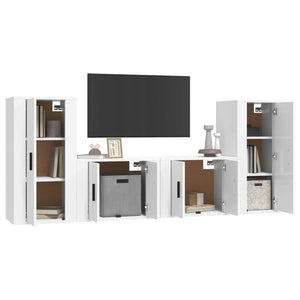 Set di Mobili Porta TV 4 pz Bianco Lucido in Legno Multistratocod mxl 124705