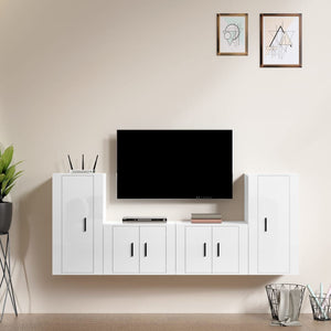 Set di Mobili Porta TV 4 pz Bianco Lucido in Legno Multistratocod mxl 124705