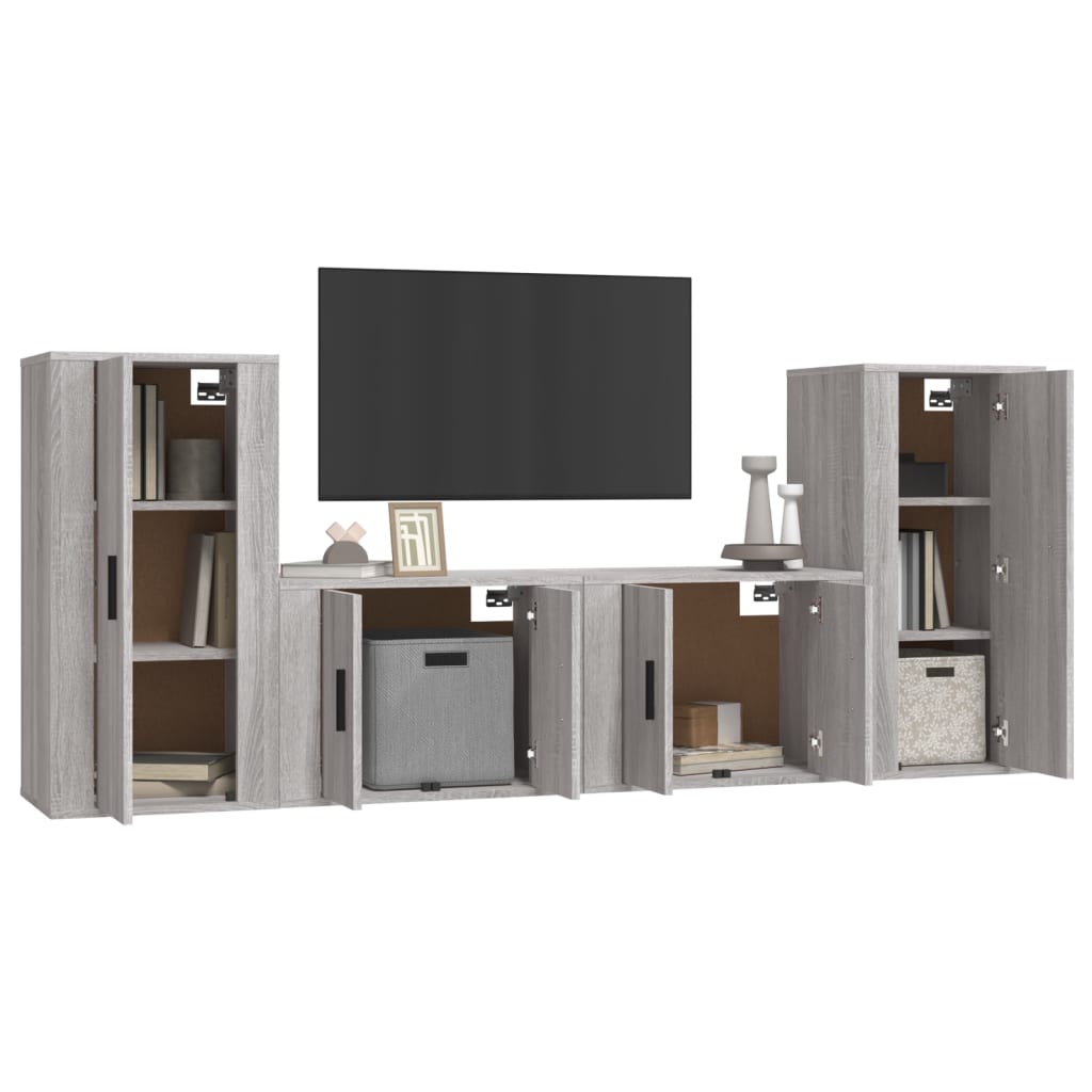 Set di Mobili Porta TV 4 pz Grigio Sonoma in Legno Multistratocod mxl 76832