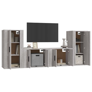 Set di Mobili Porta TV 4 pz Grigio Sonoma in Legno Multistratocod mxl 76832