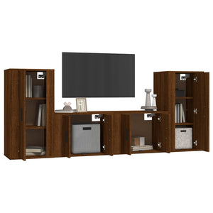 Set Mobili Porta TV 4 pz Rovere Marrone in Legno Multistratocod mxl 100778