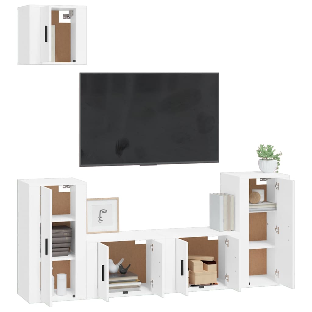 Set di Mobili Porta TV 5 pz Bianco in Legno Multistratocod mxl 76844