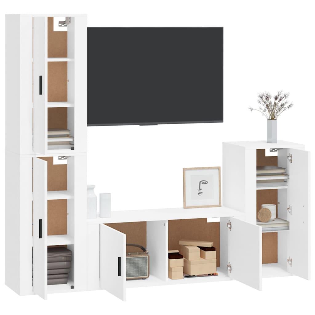 Set di Mobili Porta TV 4 pz Bianco in Legno Multistratocod mxl 124749