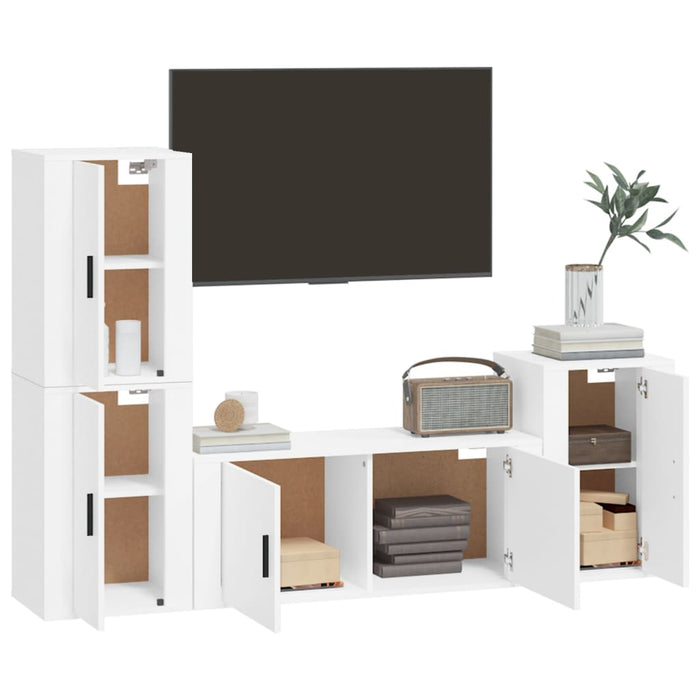 Set di Mobili Porta TV 4 pz Bianco in Legno Multistrato 3188598