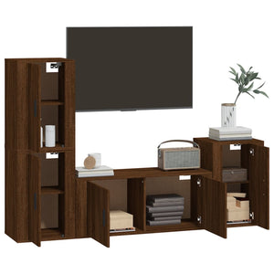Set Mobili Porta TV 4 pz Rovere Marrone in Legno Multistrato 3188605