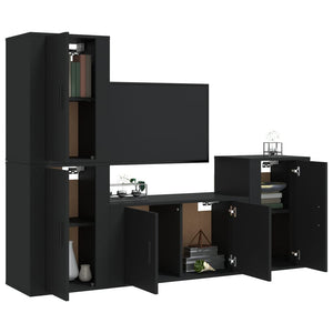 Set Mobili Porta TV 4 pz Nero in Legno Multistrato 3188607