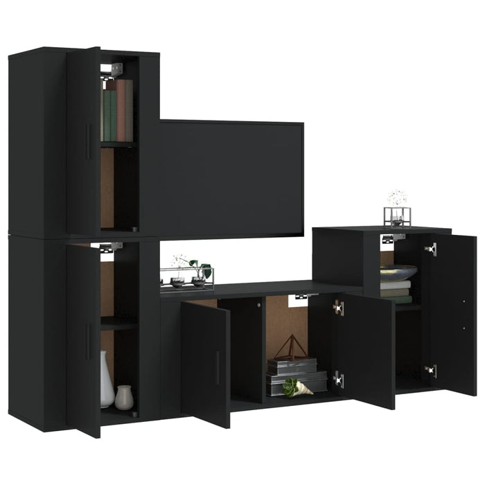 Set Mobili Porta TV 4 pz Nero in Legno Multistrato 3188607