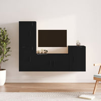 Set Mobili Porta TV 4 pz Nero in Legno Multistrato 3188607
