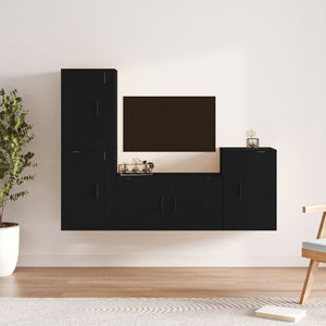 Set Mobili Porta TV 4 pz Nero in Legno Multistrato 3188607