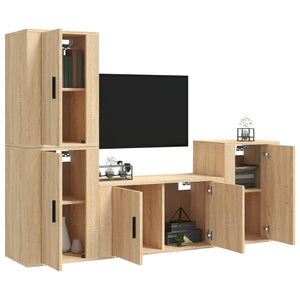 vidaXL Set di Mobili Porta TV 4 pz Rovere Sonoma in Legno Multistrato