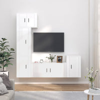 Set di Mobili Porta TV 5 pz Bianco Lucido in Legno Multistratocod mxl 100817