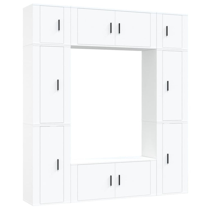 Set Mobili Porta TV 8pz Bianco in Legno Multistrato 3188638
