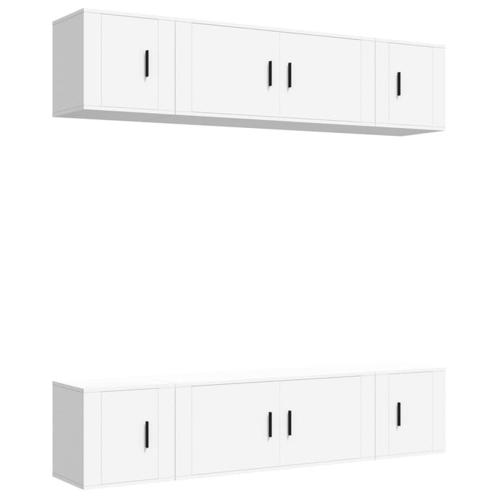 Set di Mobili Porta TV 6 pz Bianco in Legno Multistrato