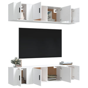 Set di Mobili Porta TV 6 pz Bianco in Legno Multistrato
