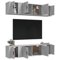 Set di Mobili Porta TV 6 pz Grigio Cemento in Legno Multistrato 3188658
