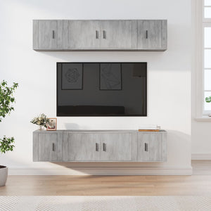 Set di Mobili Porta TV 6 pz Grigio Cemento in Legno Multistrato 3188658