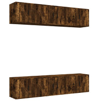 Set di Mobili Porta TV 6 pz Rovere Fumo in Legno Multistrato 3188659