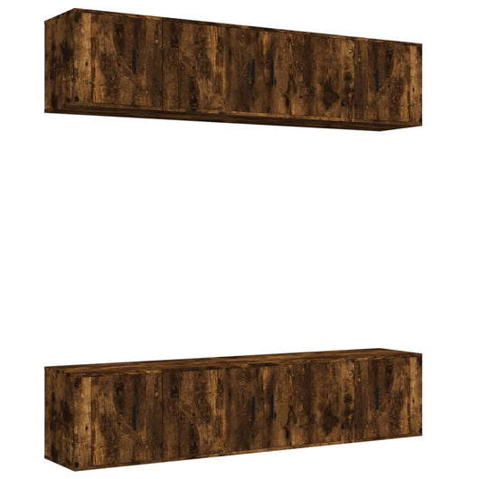 Set di Mobili Porta TV 6 pz Rovere Fumo in Legno Multistrato 3188659