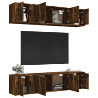Set di Mobili Porta TV 6 pz Rovere Fumo in Legno Multistrato 3188659