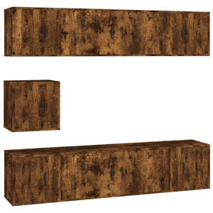 Set di Mobili Porta TV 7 pz Rovere Fumo in Legno Multistrato 3188667