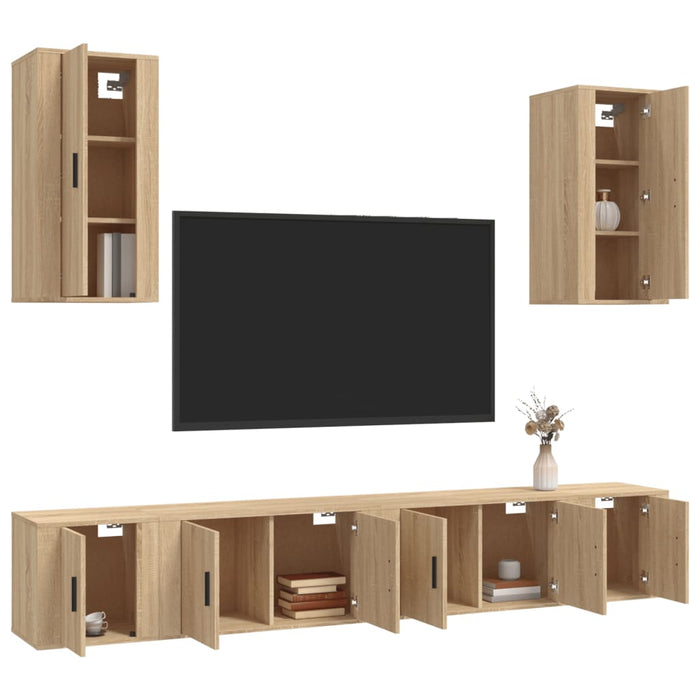 Set di Mobili Porta TV 6 pz Rovere Sonoma in Legno Multistrato 3188689
