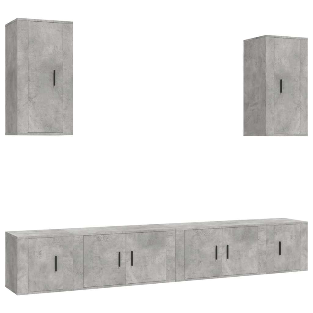 Set di Mobili Porta TV 6 pz Grigio Cemento in Legno Multistratocod mxl 76845
