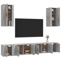 Set di Mobili Porta TV 6 pz Grigio Cemento in Legno Multistratocod mxl 76845