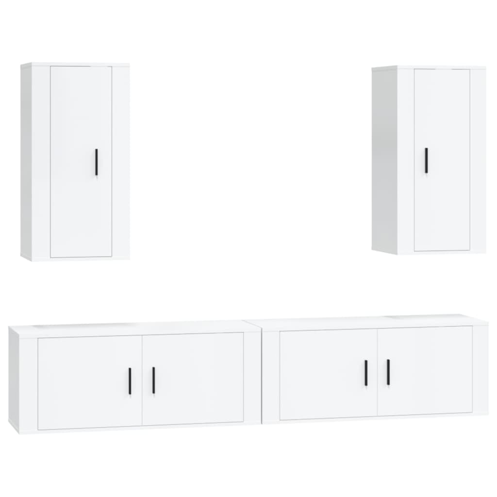 Set di Mobili Porta TV 4 pz Bianco Lucido in Legno Multistratocod mxl 124763