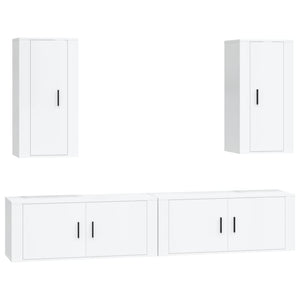 Set di Mobili Porta TV 4 pz Bianco Lucido in Legno Multistratocod mxl 124763
