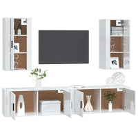 Set di Mobili Porta TV 4 pz Bianco Lucido in Legno Multistratocod mxl 124763