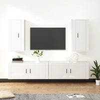 Set di Mobili Porta TV 4 pz Bianco Lucido in Legno Multistratocod mxl 124763