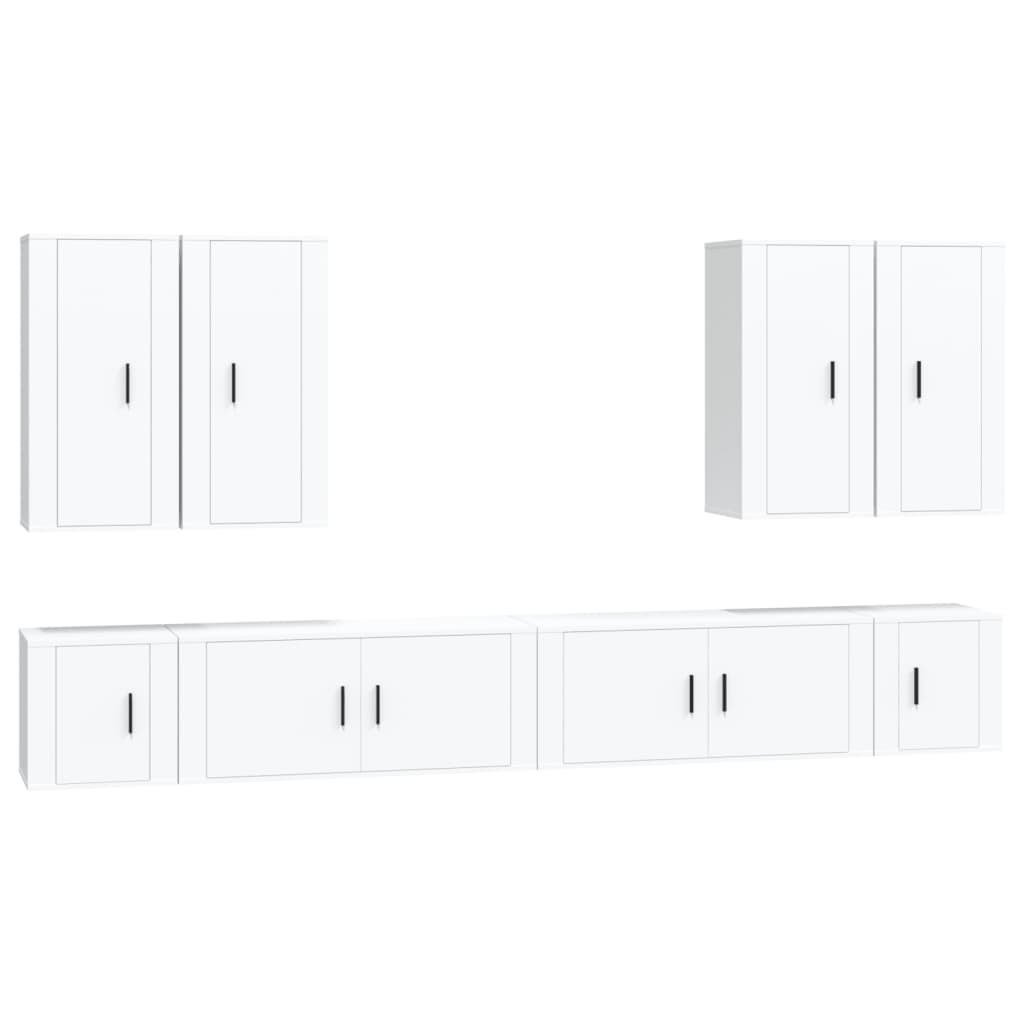 Set Mobili Porta TV 8pz Bianco in Legno Multistratocod mxl 100789