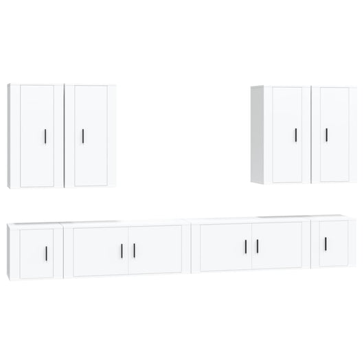Set Mobili Porta TV 8pz Bianco in Legno Multistratocod mxl 100789