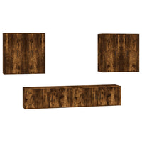 Set di Mobili Porta TV 6 pz Rovere Fumo in Legno Multistrato 3188715