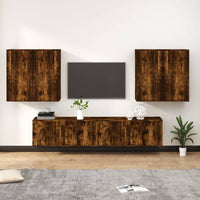Set di Mobili Porta TV 6 pz Rovere Fumo in Legno Multistrato 3188715