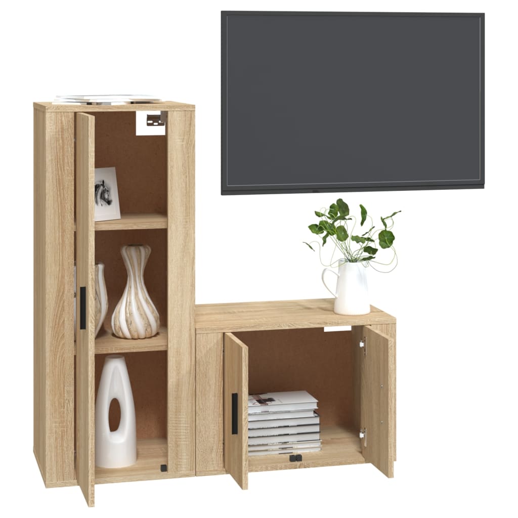 Set di Mobili Porta TV 2 pz Rovere Sonoma in Legno Multistrato cod mxl 100816