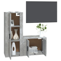 Set di Mobili Porta TV 2 pz Grigio Cemento in Legno Multistratocod mxl 76815