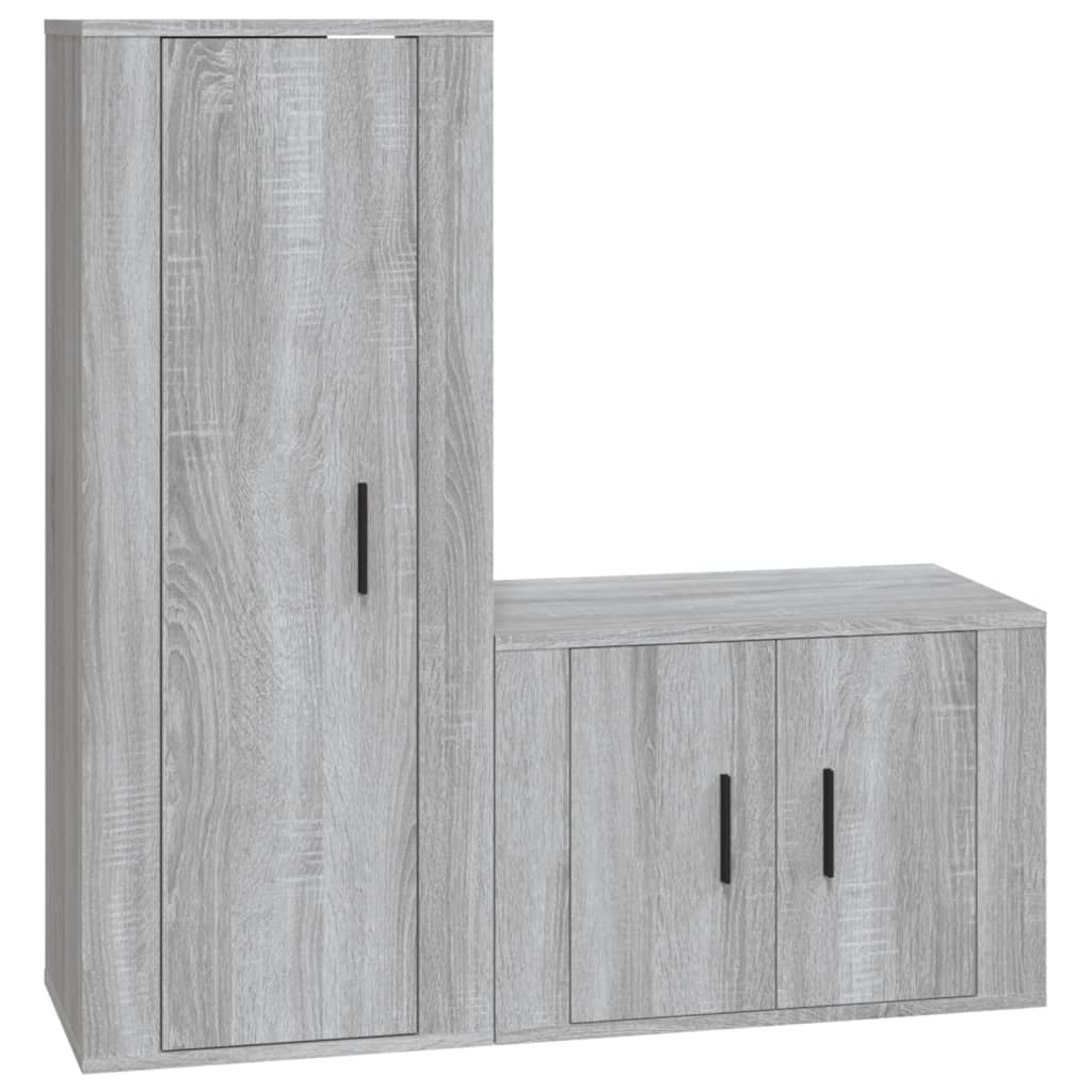 Set Mobili Porta TV 2 pz Grigio Sonoma in Legno Multistrato 3188724