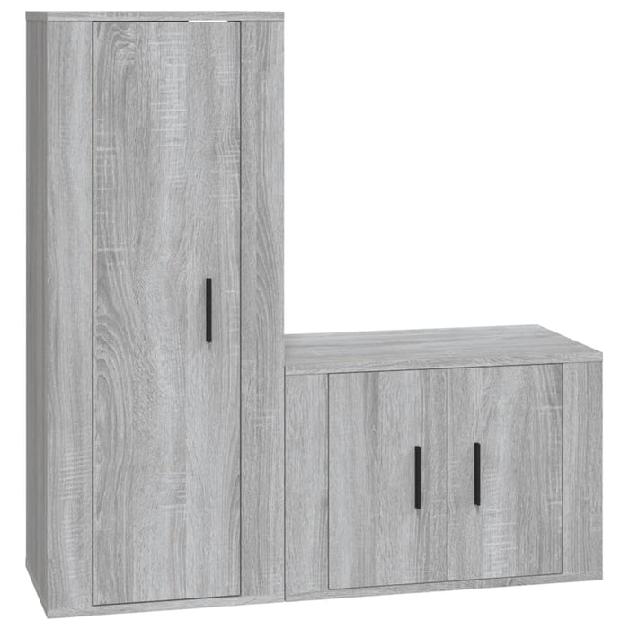 Set Mobili Porta TV 2 pz Grigio Sonoma in Legno Multistrato 3188724