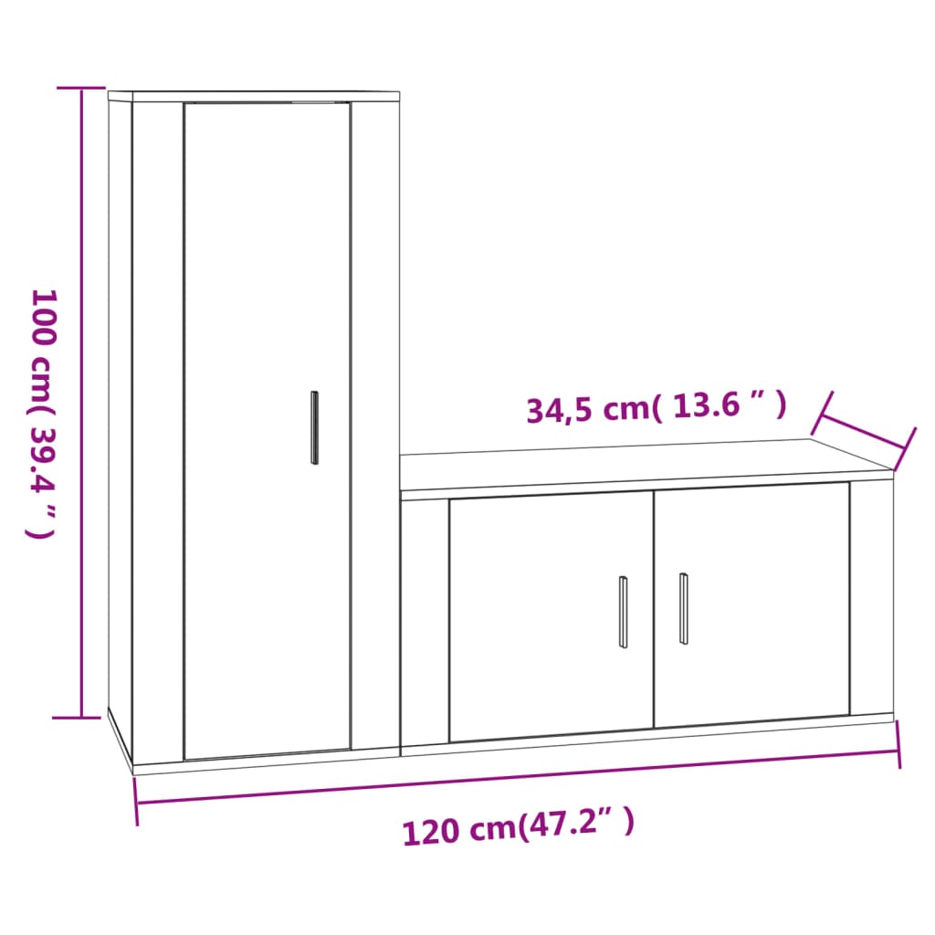 Set Mobili Porta TV 2 pz Rovere Marrone in Legno Multistrato 3188733