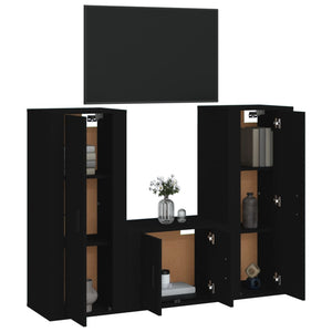 Set Mobili Porta TV 3 pz Nero in Legno Multistrato 3188743