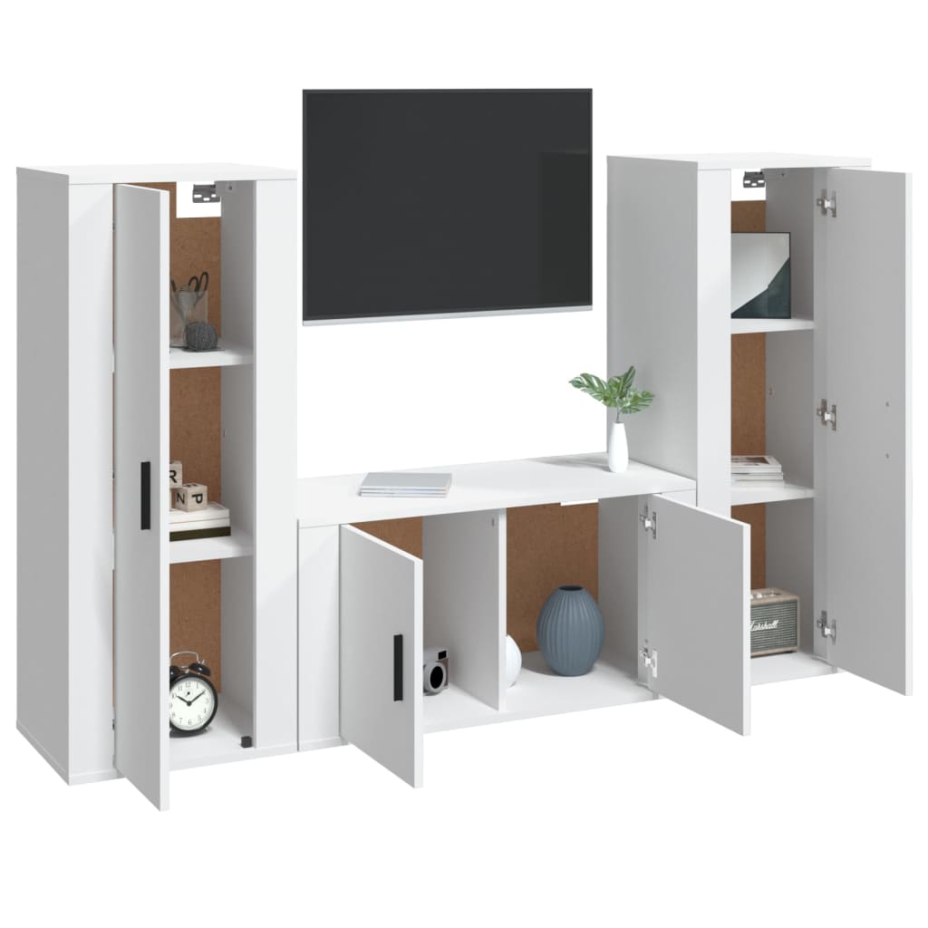 Set Mobili Porta TV 3 pz Bianco in Legno Multistrato 3188750