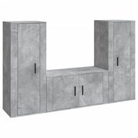 Set di Mobili Porta TV 3 pz Grigio Cemento in Legno Multistratocod mxl 101255