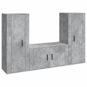 Set di Mobili Porta TV 3 pz Grigio Cemento in Legno Multistratocod mxl 101255
