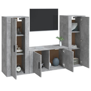 Set di Mobili Porta TV 3 pz Grigio Cemento in Legno Multistratocod mxl 101255