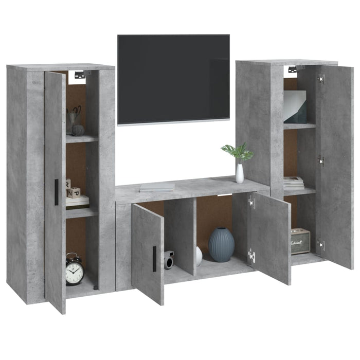 Set di Mobili Porta TV 3 pz Grigio Cemento in Legno Multistratocod mxl 101255